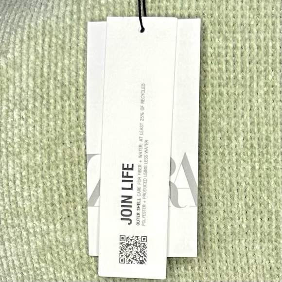 Zara Puff Sleeve embroidered Mint Green Sweater Medium - Picture 9 of 12